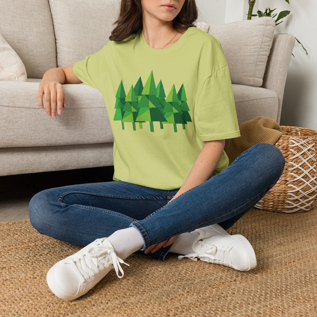 Forest Graphic T-Shirt — Minimal Green Pine Trees Tee