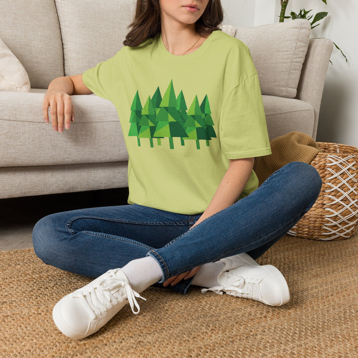 Forest Graphic T-Shirt — Minimal Green Pine Trees Tee