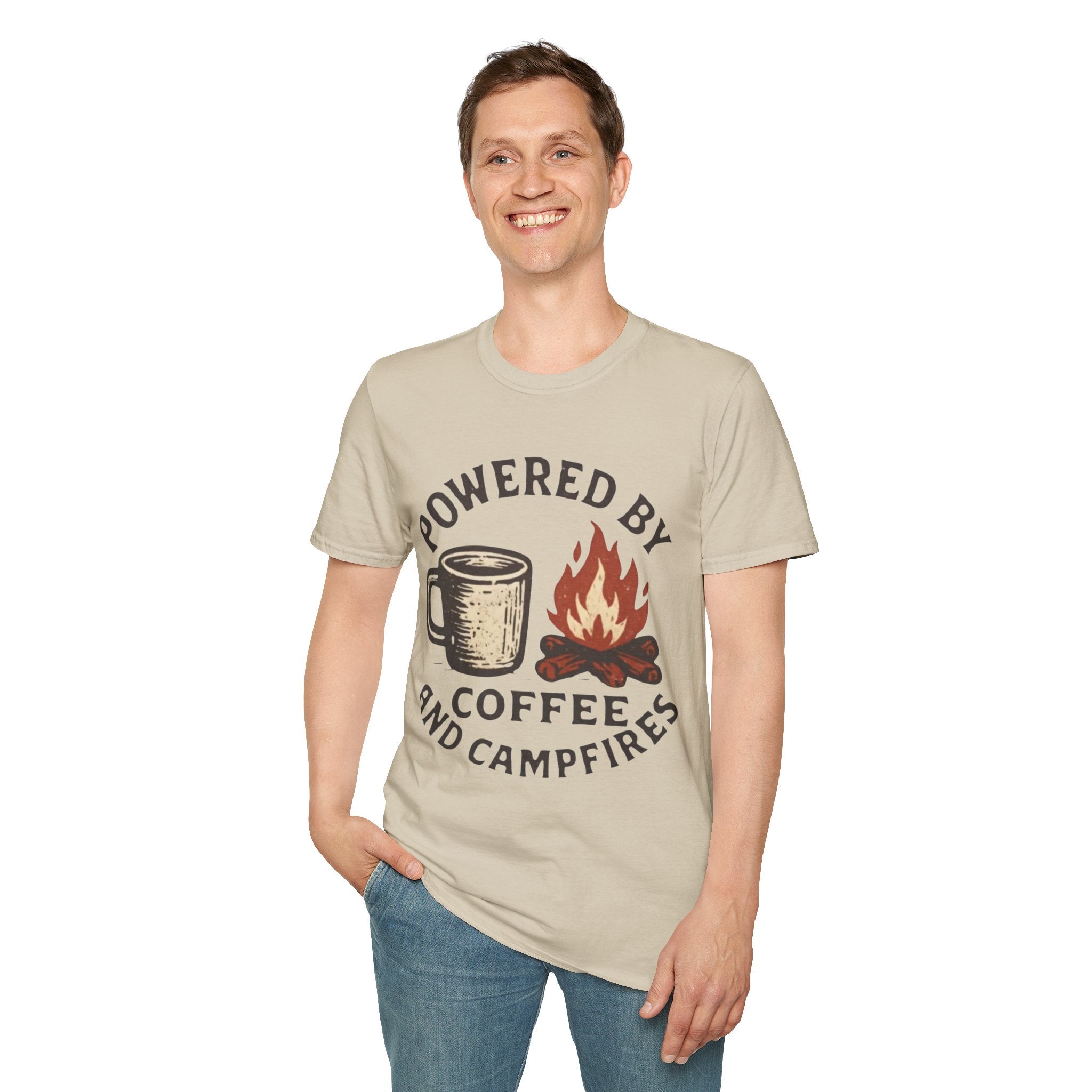 Powered By Coffee And Campfires Vintage Camping T-Shirt