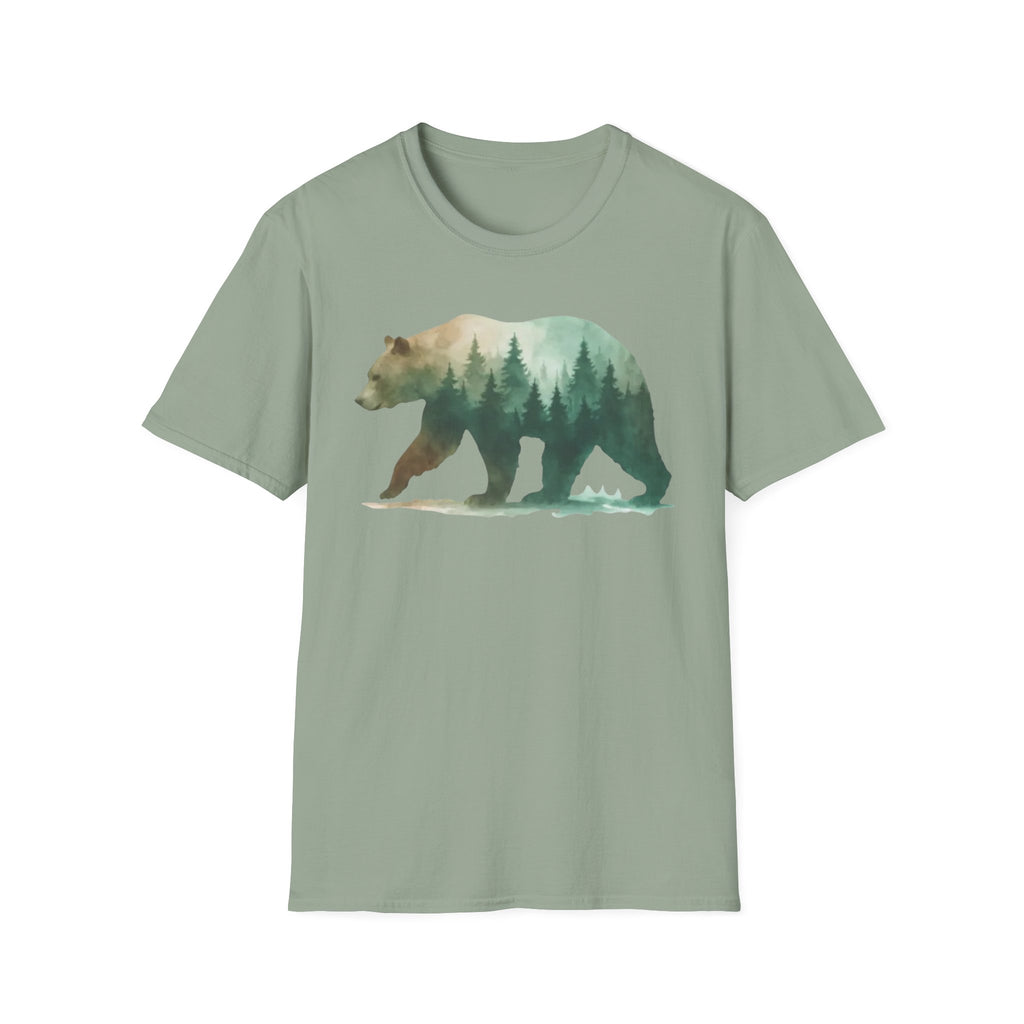 Forest Bear T-Shirt — Watercolor Woodland Bear Graphic Tee Shirt
