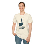 "Wander Often" Hiker on Cliff T-Shirt