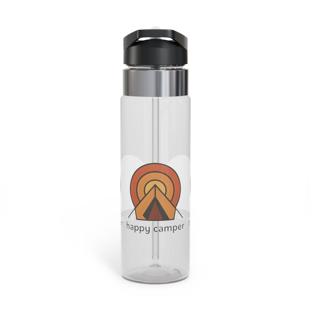 Retro Sunset Camping Water Bottle — 'Happy Camper' 20oz Tritan Sport Bottle