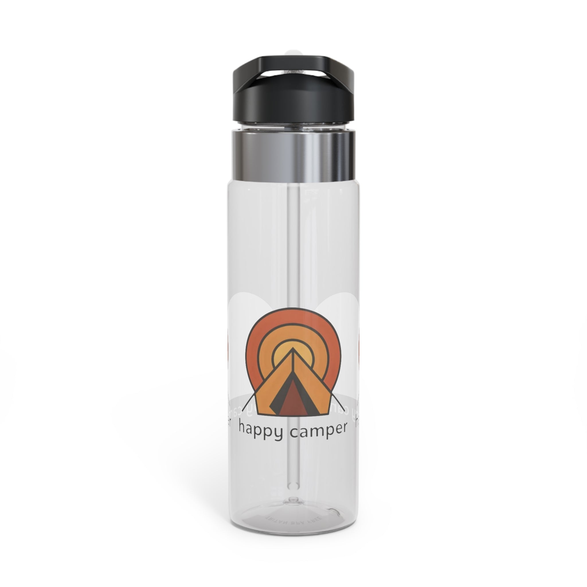 Retro Sunset Camping Water Bottle — 'Happy Camper' 20oz Tritan Sport Bottle