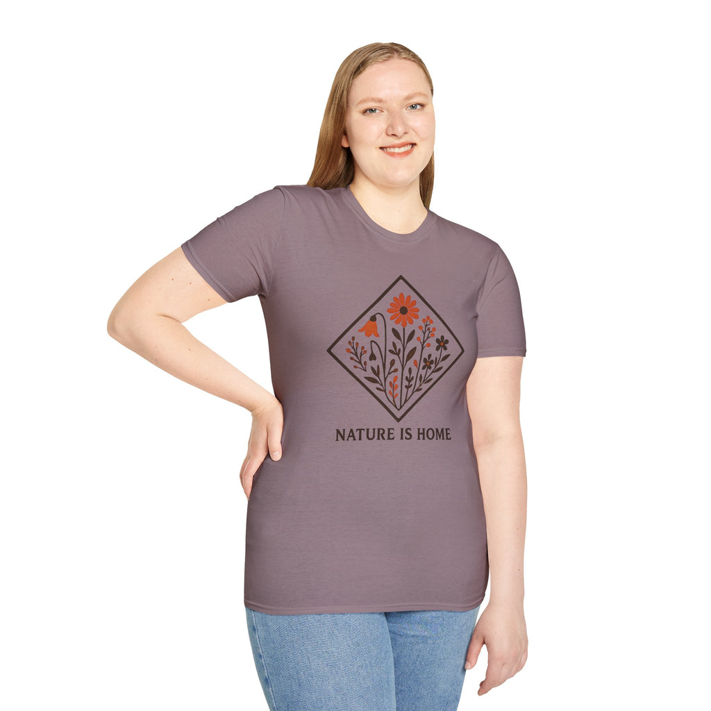 Floral Motif "Nature Is Home" T-Shirt