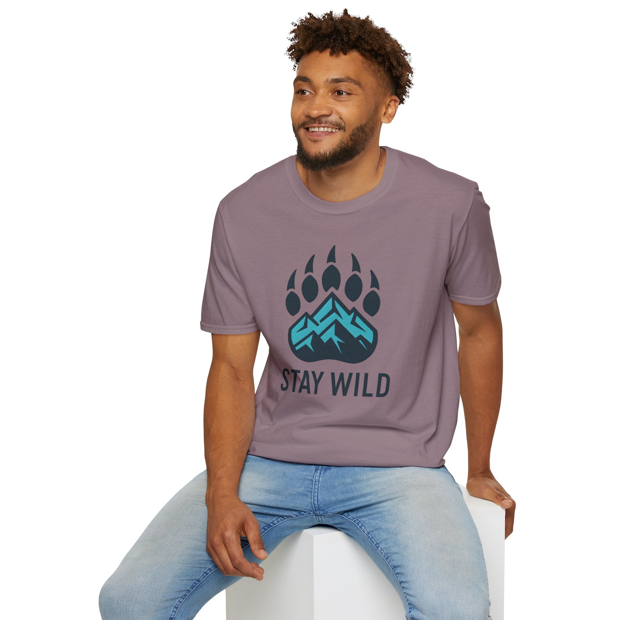 "Stay Wild" Bear Footprint Mountain Emblem T-Shirt
