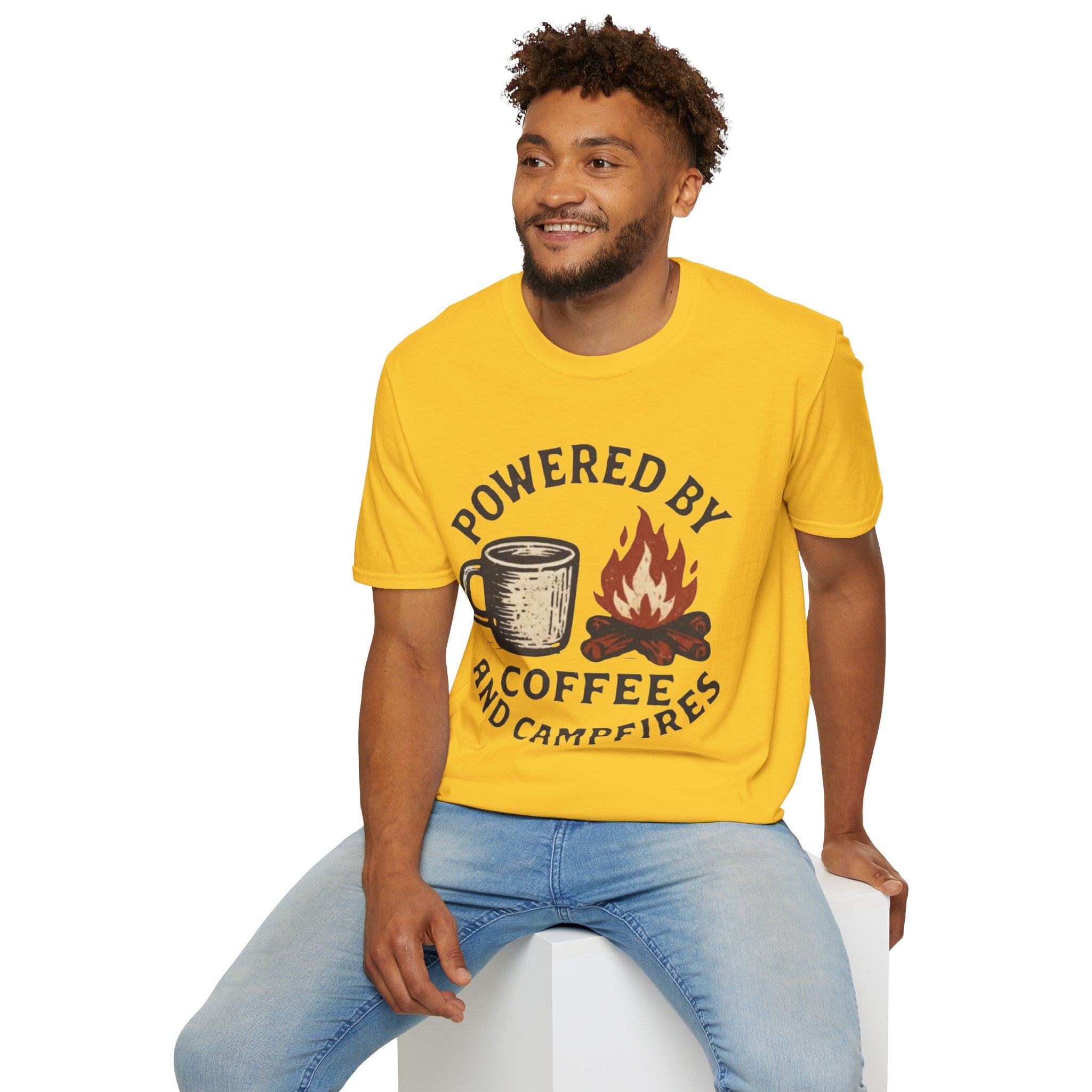 Powered By Coffee And Campfires Vintage Camping T-Shirt