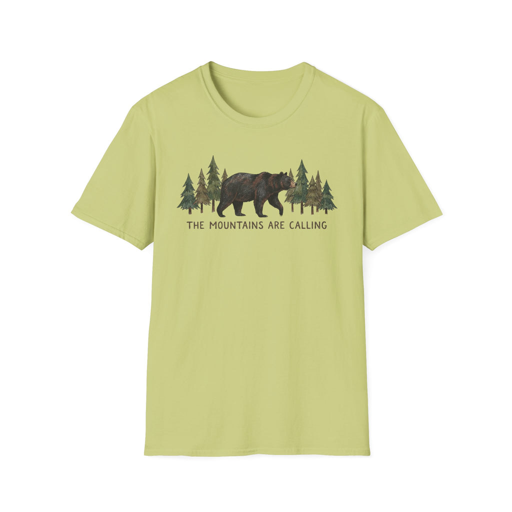 "The Mountains Are Calling" Bear and Pines T-Shirt — Outdoor Graphic Tee