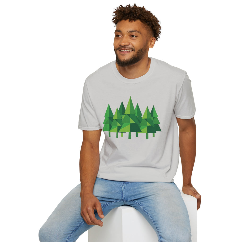 Forest Graphic T-Shirt — Minimal Green Pine Trees Tee