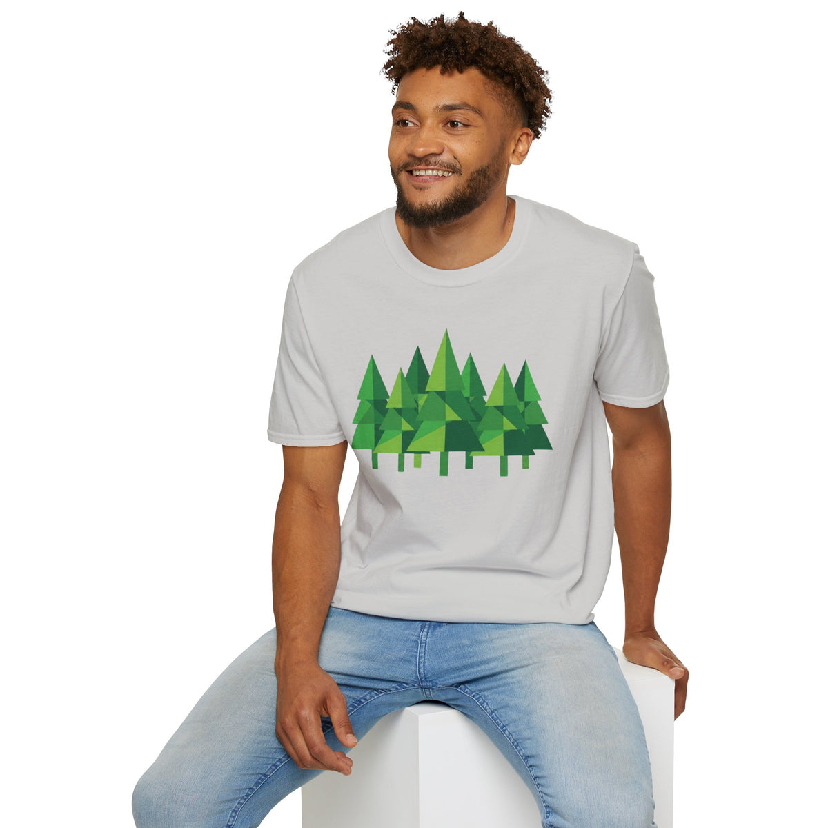 Forest Graphic T-Shirt — Minimal Green Pine Trees Tee