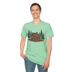 Vintage Cozy Cabin T-Shirt — Faded Pine Tree Cabin Tee