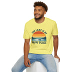 Canoe On The Lake At Sunset "The Lake Is My Happy Place" T-Shirt