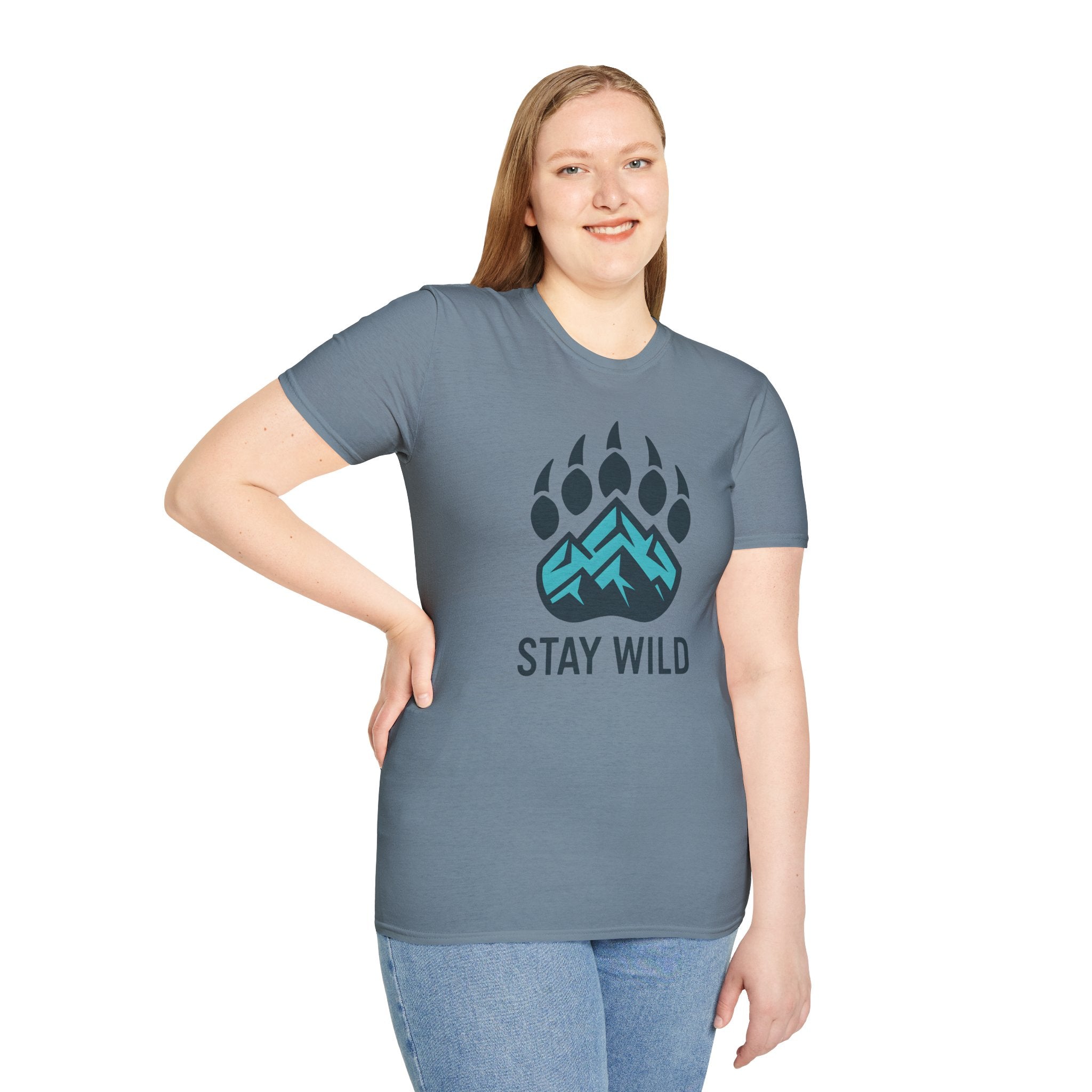 "Stay Wild" Bear Footprint Mountain Emblem T-Shirt