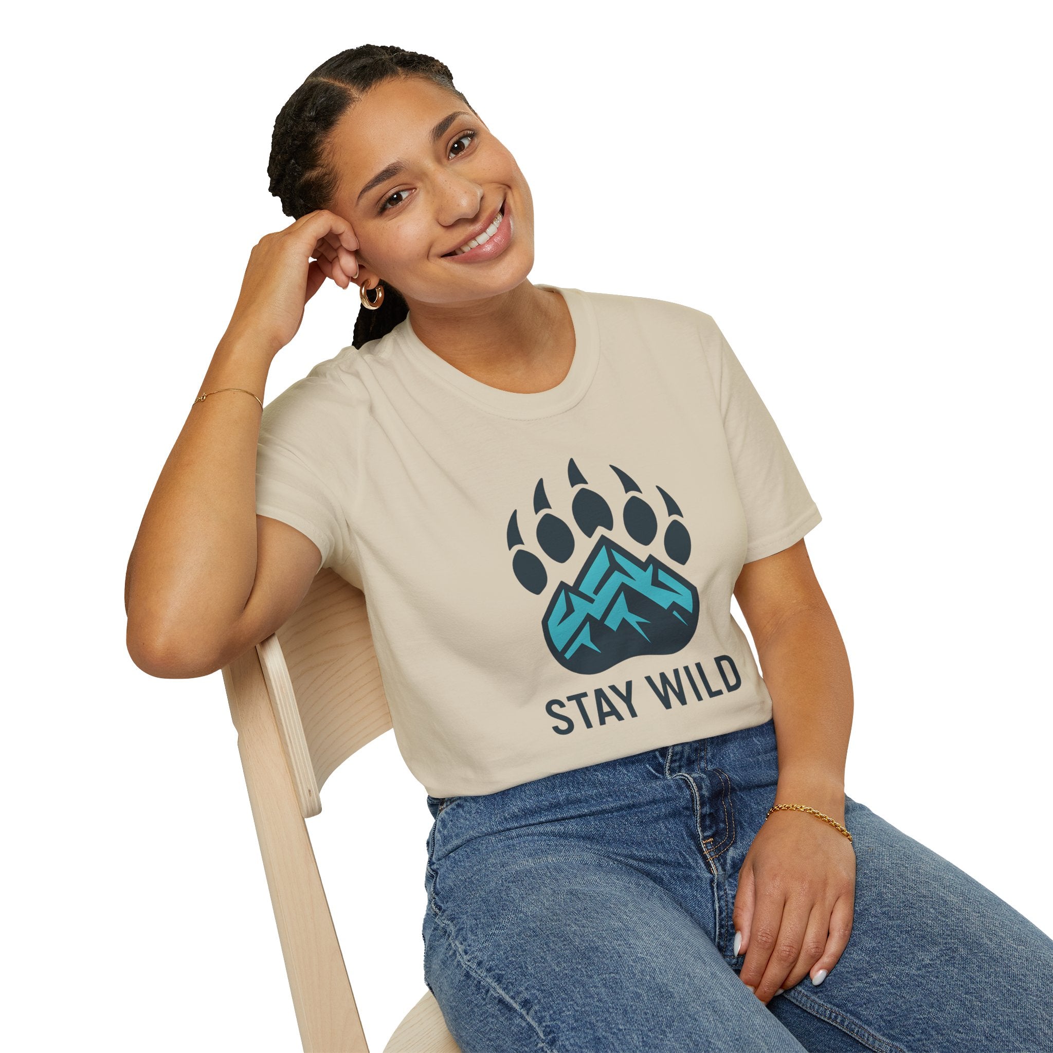 "Stay Wild" Bear Footprint Mountain Emblem T-Shirt