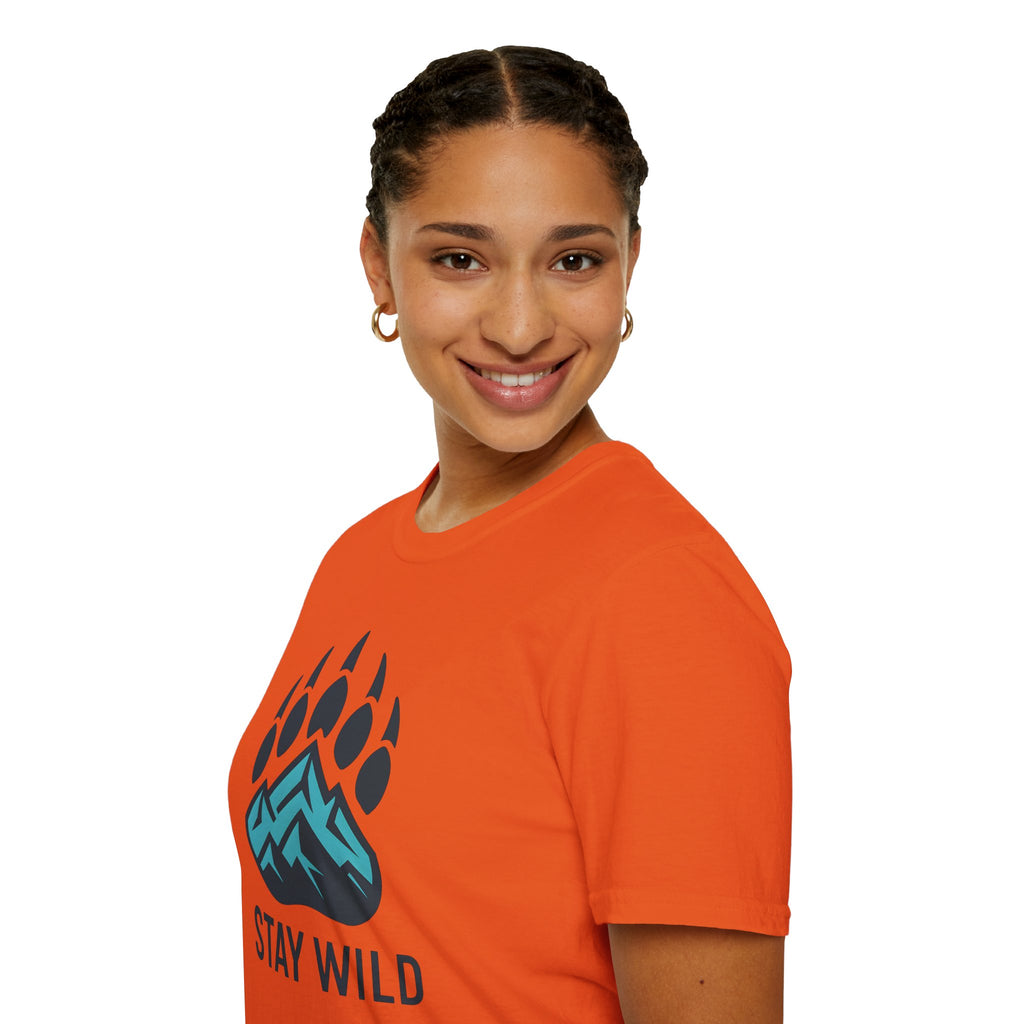 "Stay Wild" Bear Footprint Mountain Emblem T-Shirt