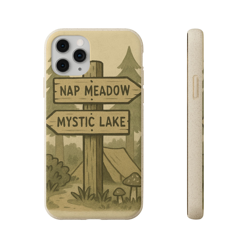 Biodegradable Phone Case — 'Nap Meadow' Mystic Lake Camping Design
