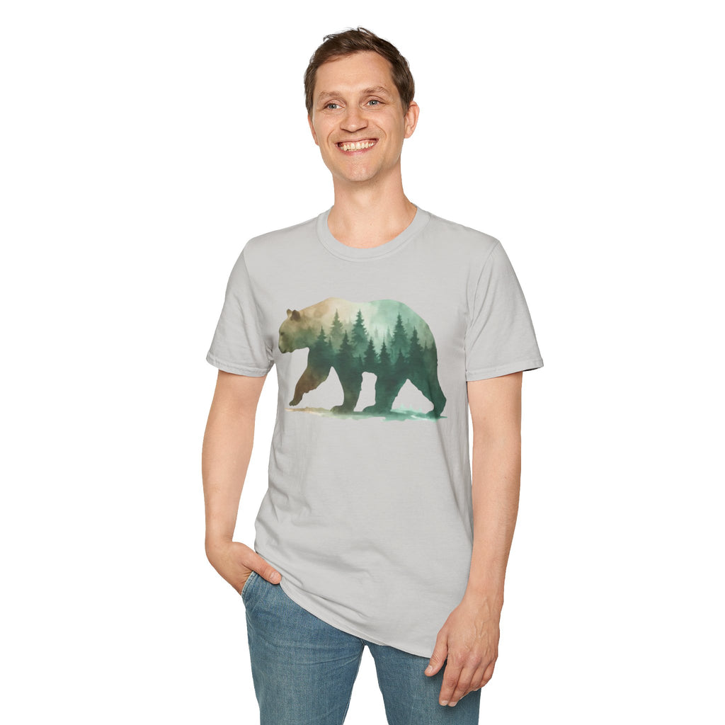 Forest Bear T-Shirt — Watercolor Woodland Bear Graphic Tee Shirt