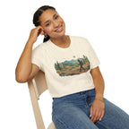 Hiker Mountain Sunset T-Shirt — Scenic Trail Adventure Tee