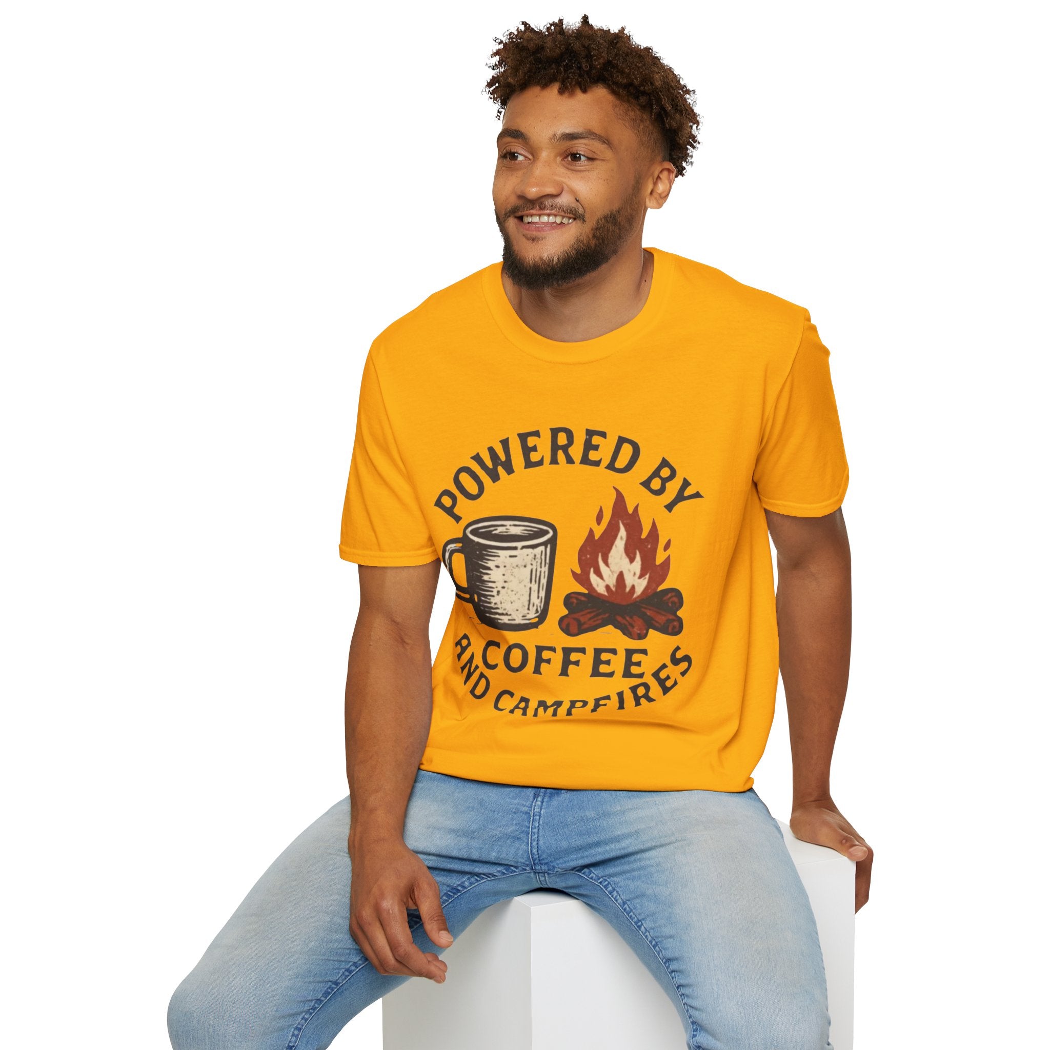 Powered By Coffee And Campfires Vintage Camping T-Shirt