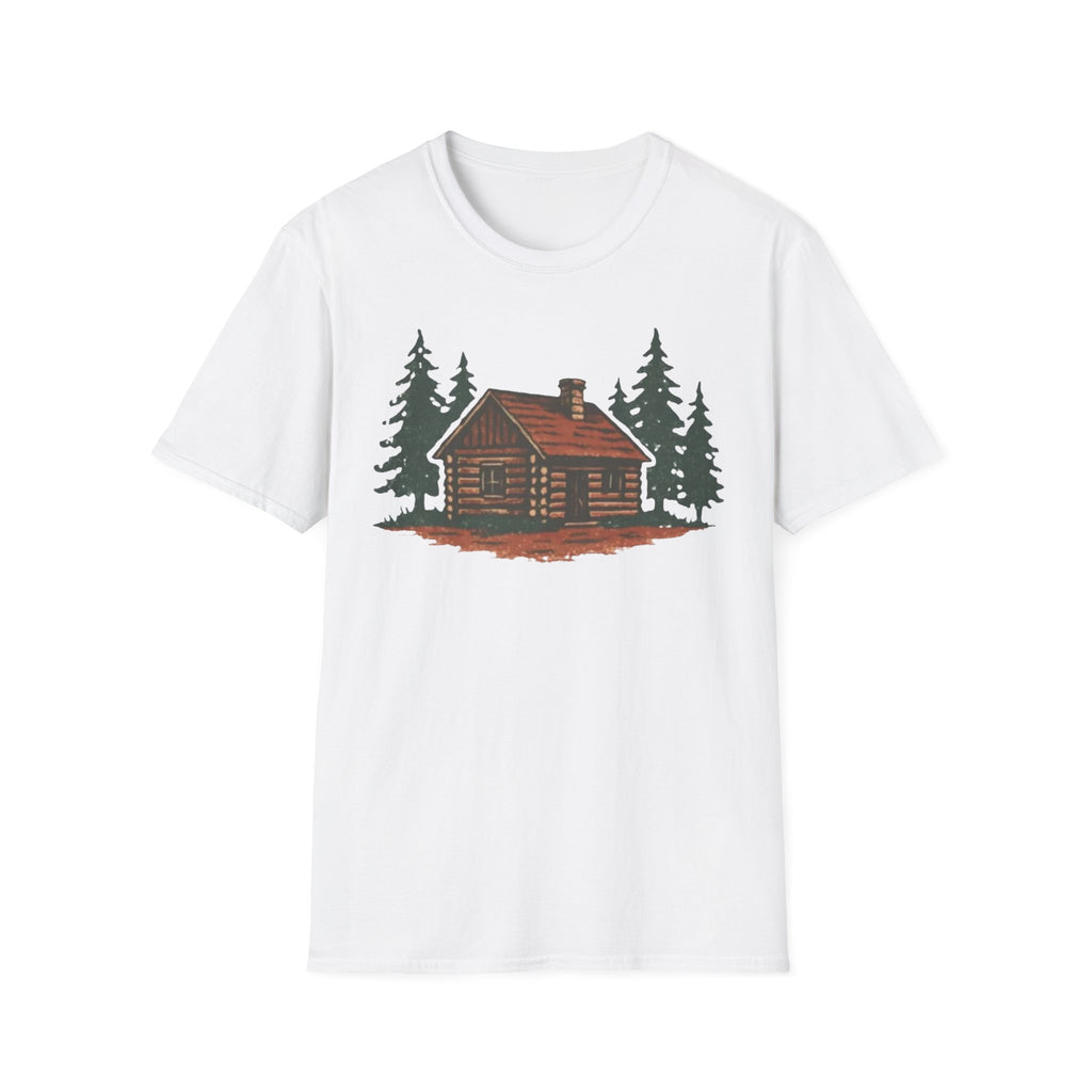 Vintage Cozy Cabin T-Shirt — Faded Pine Tree Cabin Tee