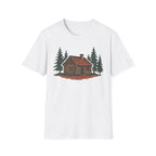Vintage Cozy Cabin T-Shirt — Faded Pine Tree Cabin Tee