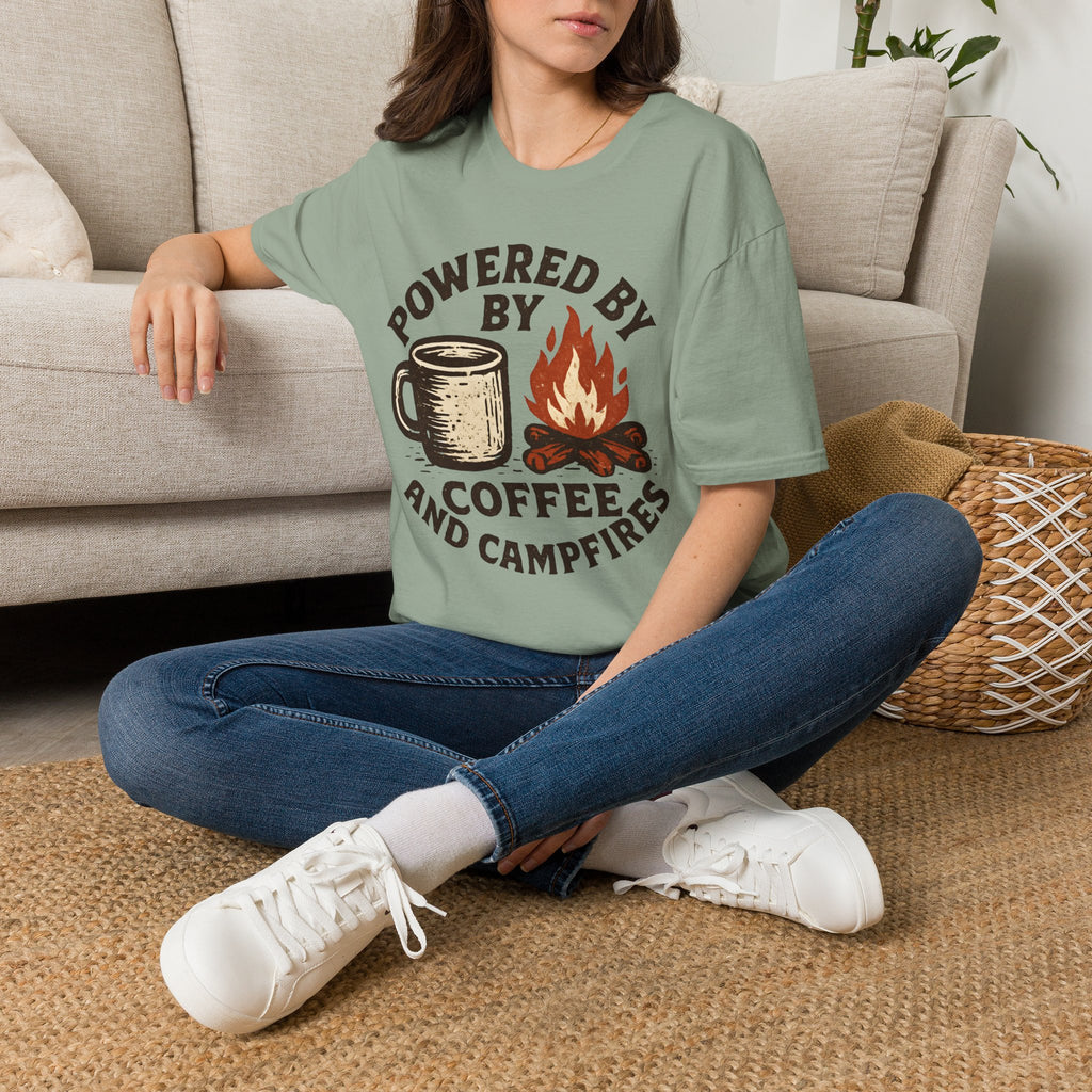 Powered By Coffee And Campfires Vintage Camping T-Shirt