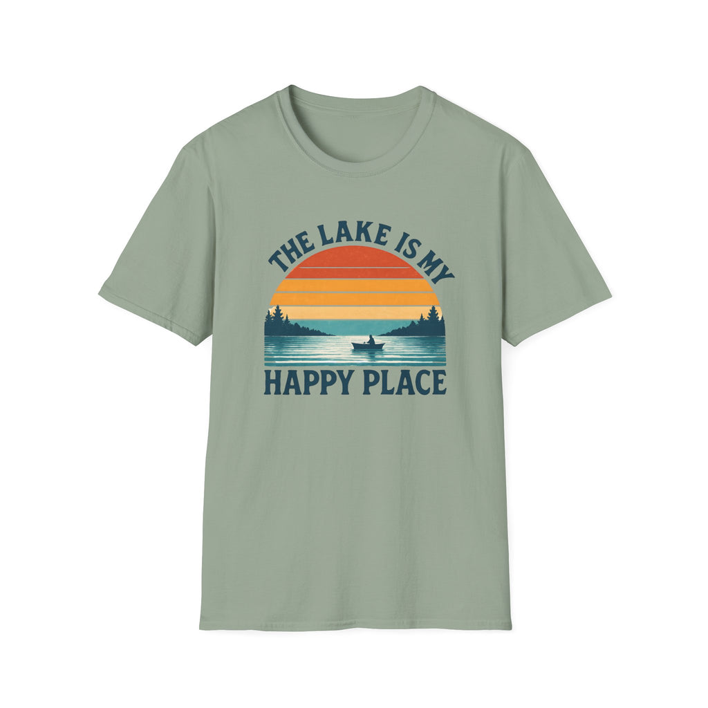 Canoe On The Lake At Sunset "The Lake Is My Happy Place" T-Shirt