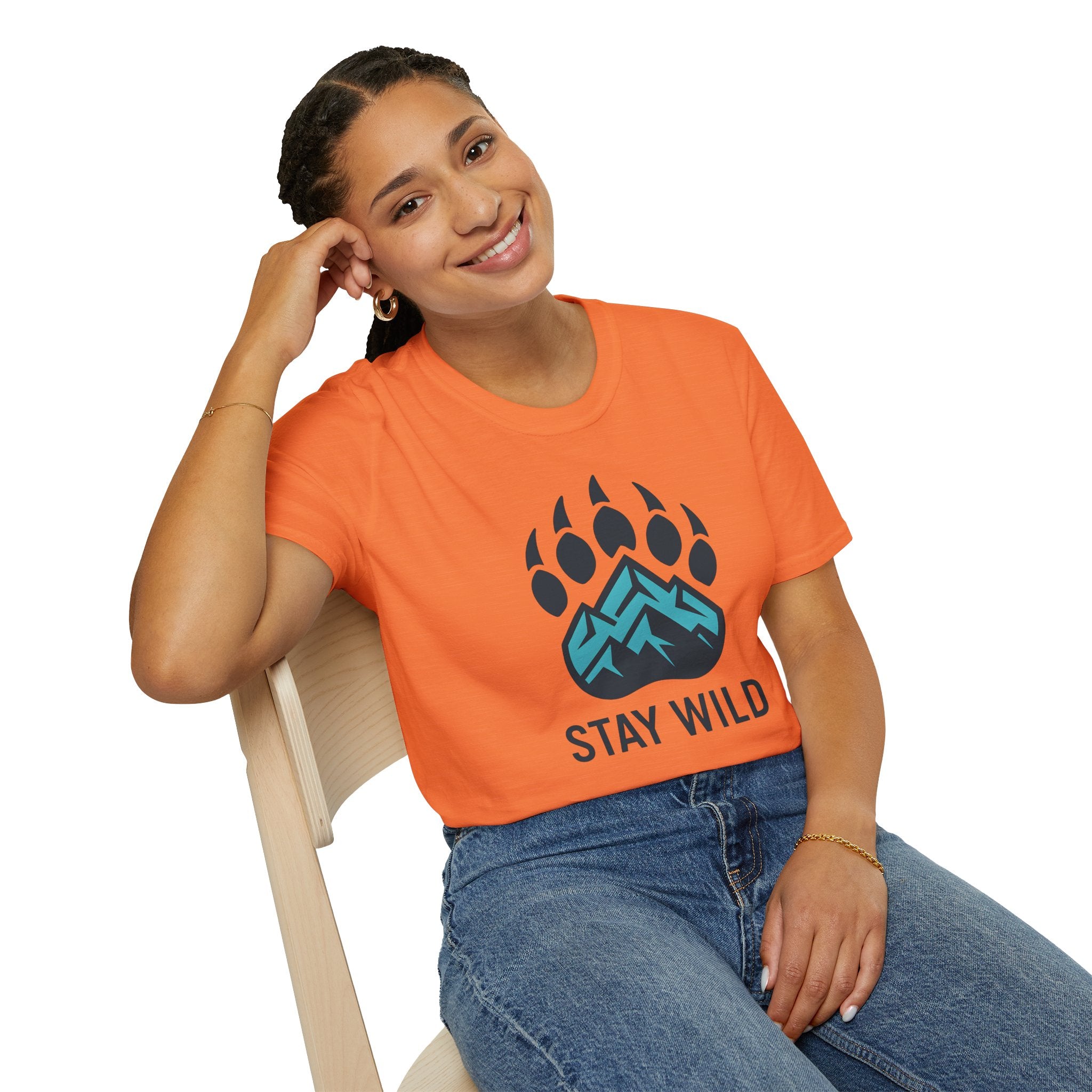 "Stay Wild" Bear Footprint Mountain Emblem T-Shirt