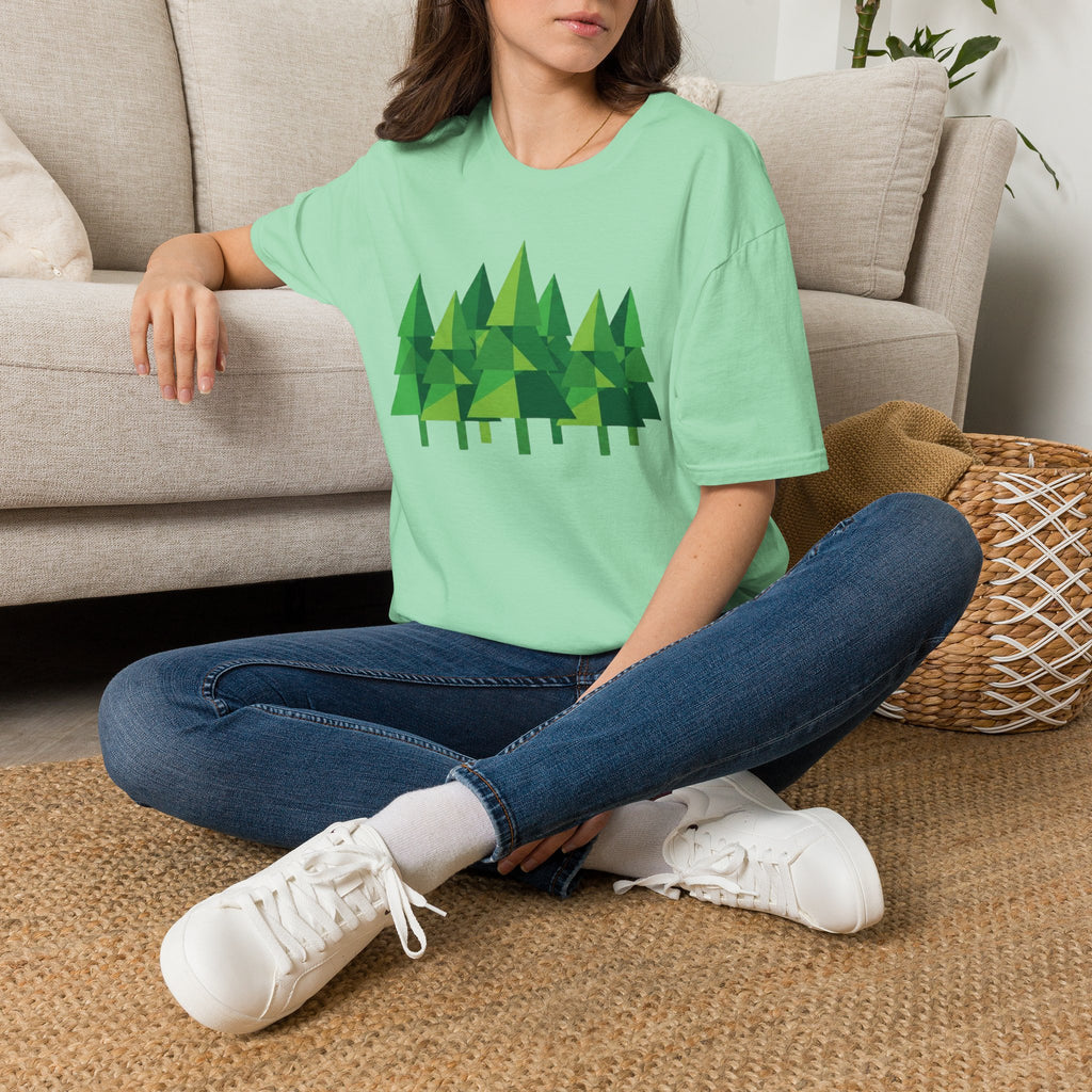 Forest Graphic T-Shirt — Minimal Green Pine Trees Tee