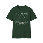 Into The Wild Canoe T-Shirt - Minimal Night Sky Lake Camping Tee