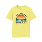 Canoe On The Lake At Sunset "The Lake Is My Happy Place" T-Shirt
