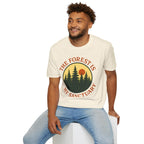 "The Forest Is My Sanctuary" Pines Sunset Graphic Tee Shirt