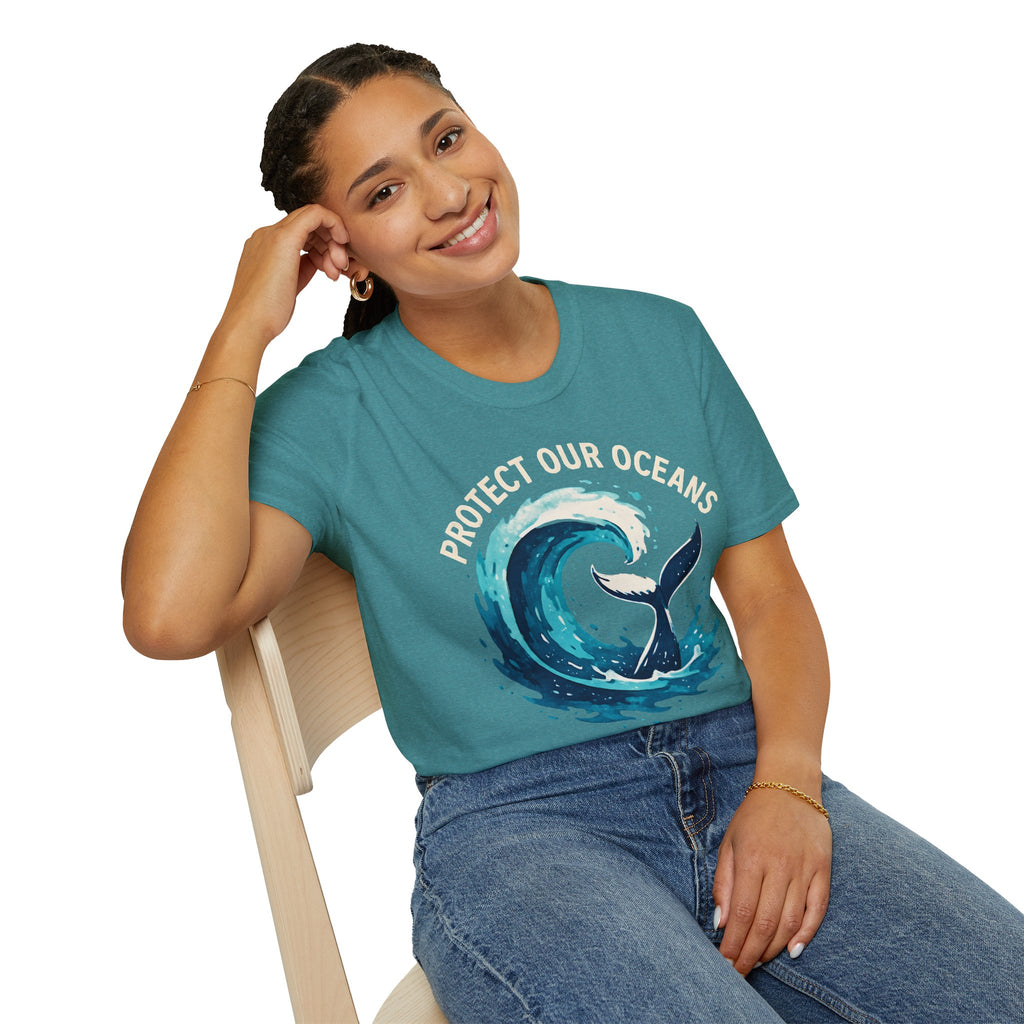 "Protect Our Oceans" Wave Whale Conservation T-Shirt