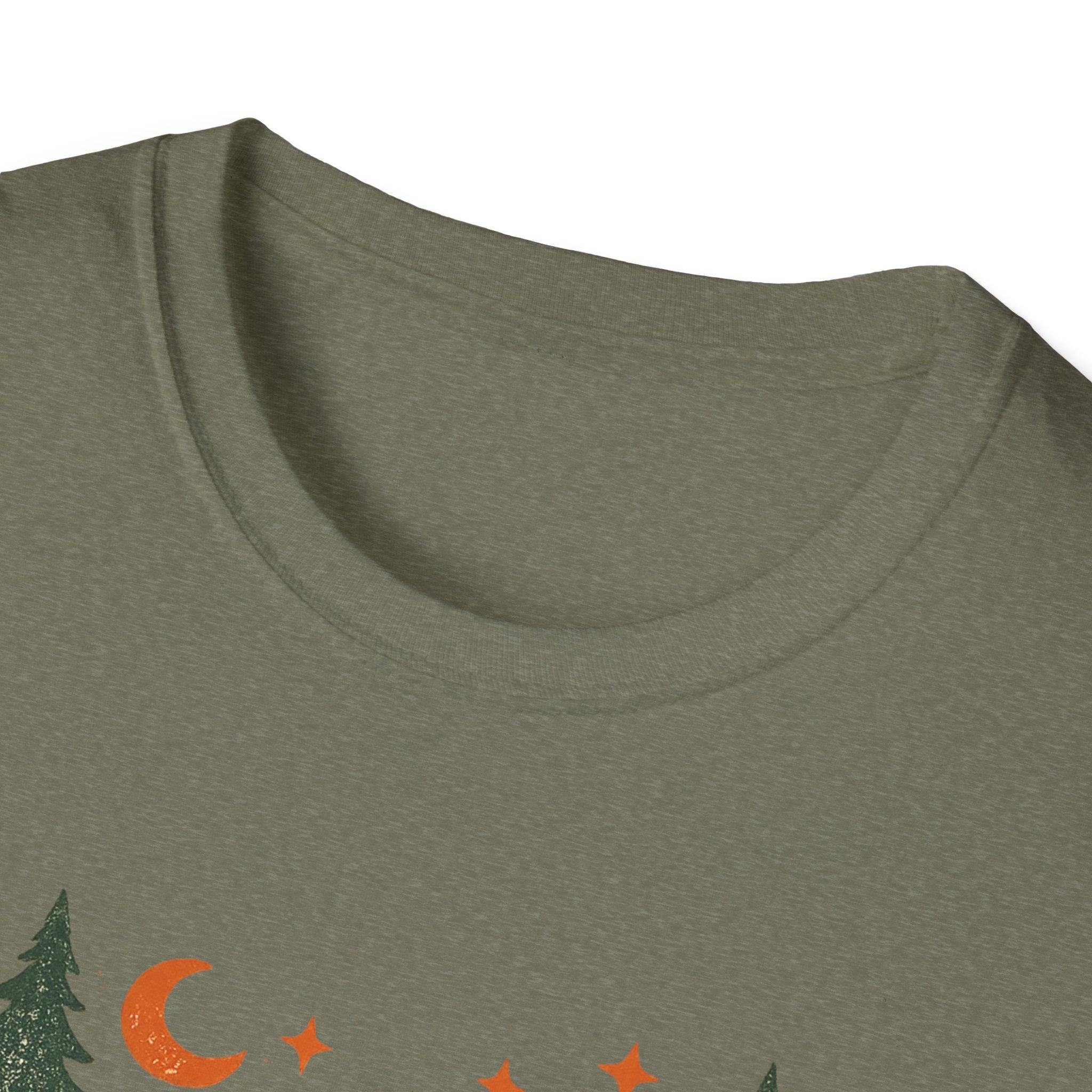 Campfires & Good Times T-Shirt — Retro Camping Tee with Bonfire, Trees & Coffee Mug