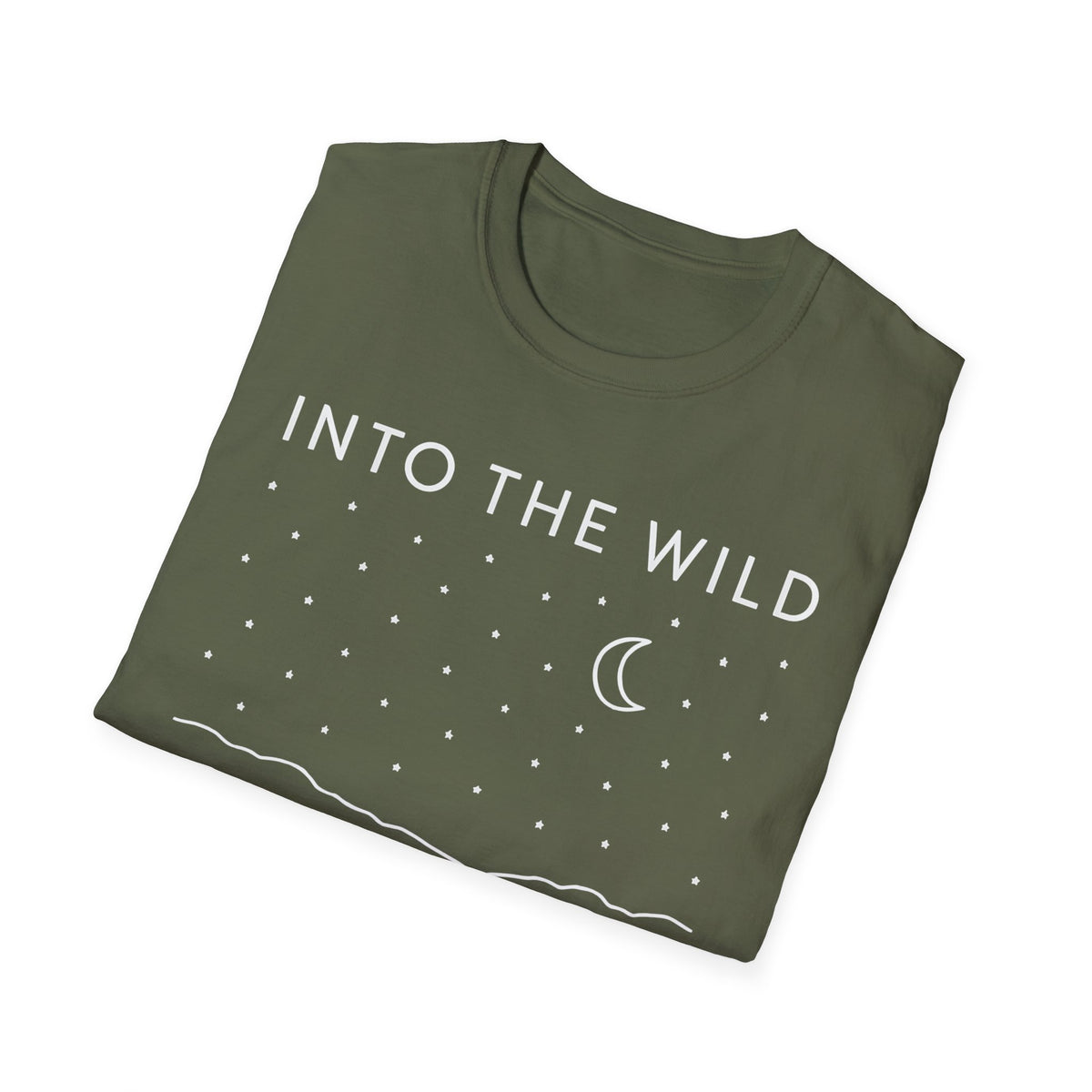Into The Wild Canoe T-Shirt - Minimal Night Sky Lake Camping Tee