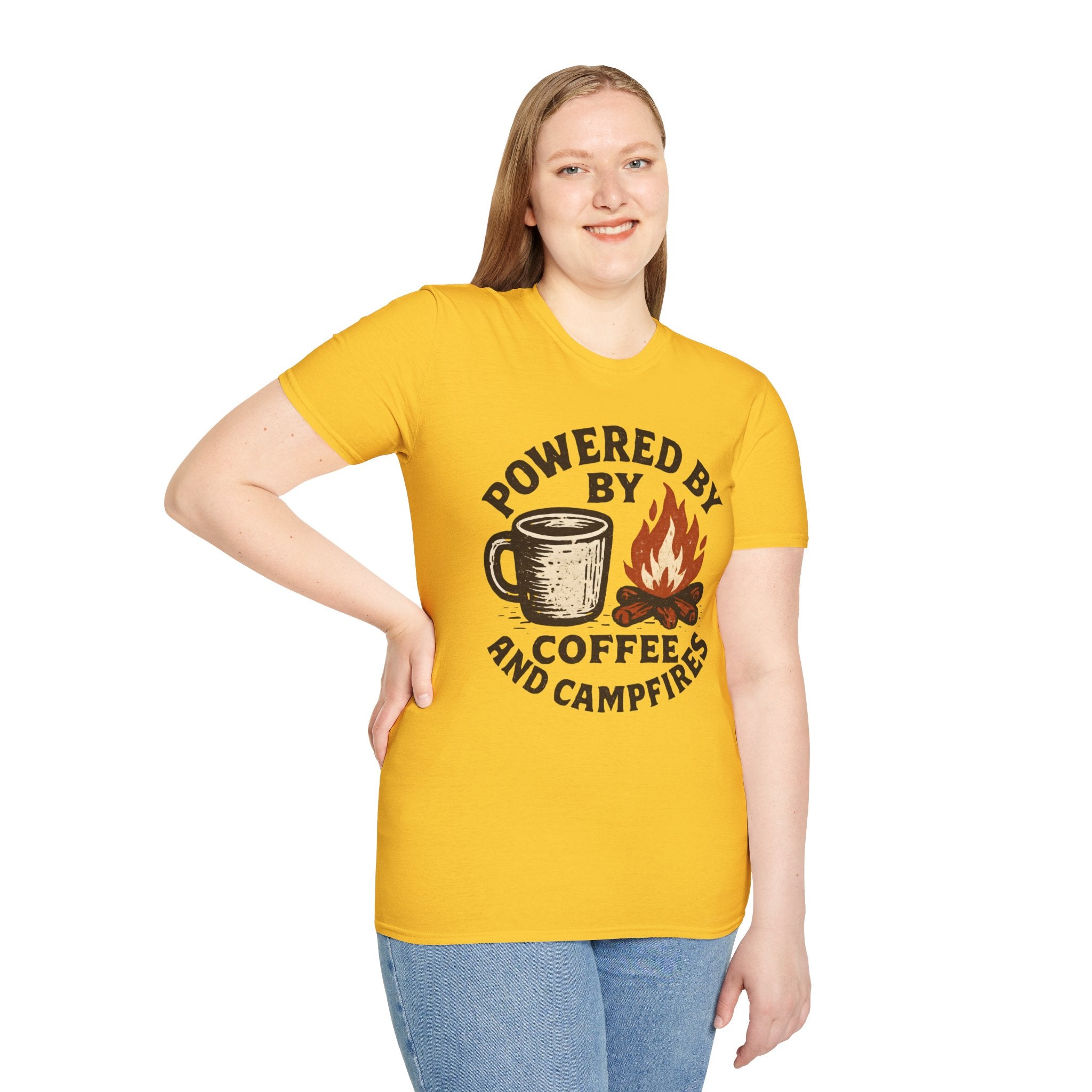 Powered By Coffee And Campfires Vintage Camping T-Shirt