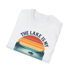 Canoe On The Lake At Sunset "The Lake Is My Happy Place" T-Shirt