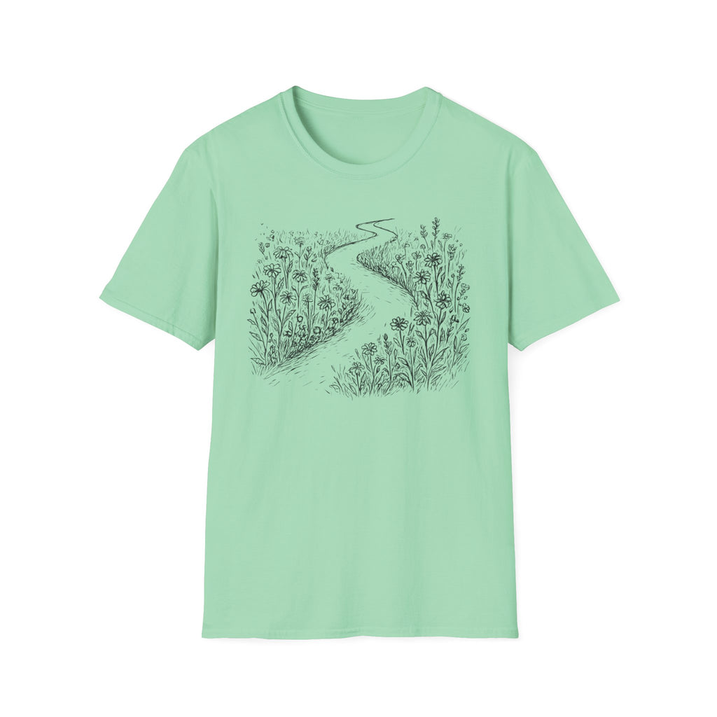 Winding Path Through The Meadow Floral T-Shirt