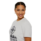 "Seek New Trails" Compass Over Mountains T-Shirt