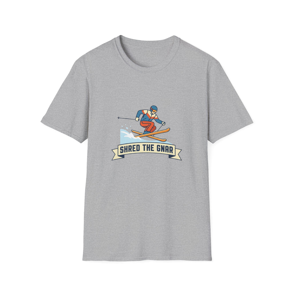 Shred the Gnar Skier T-Shirt | Retro Skiing Graphic