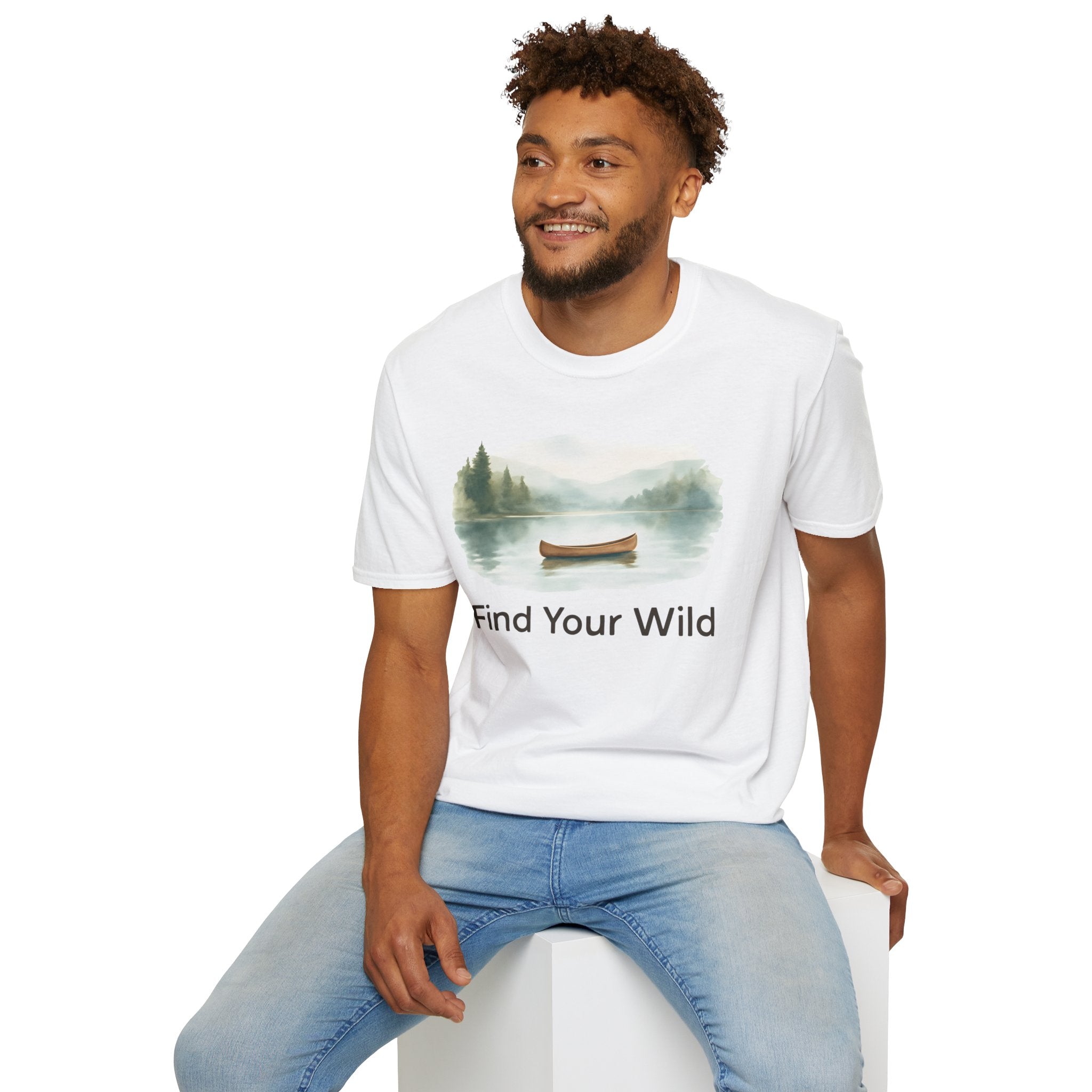 Find Your Wild Canoe T-Shirt — Lake Pine Trees Outdoor Adventure Tee