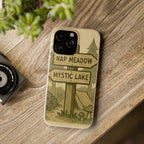 Biodegradable Phone Case — 'Nap Meadow' Mystic Lake Camping Design