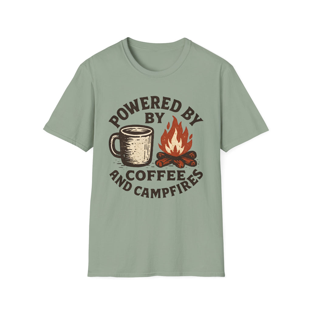 Powered By Coffee And Campfires Vintage Camping T-Shirt