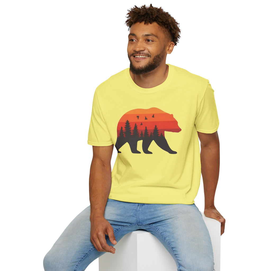 Bear Sunset Forest Silhouette Wildlife Tee