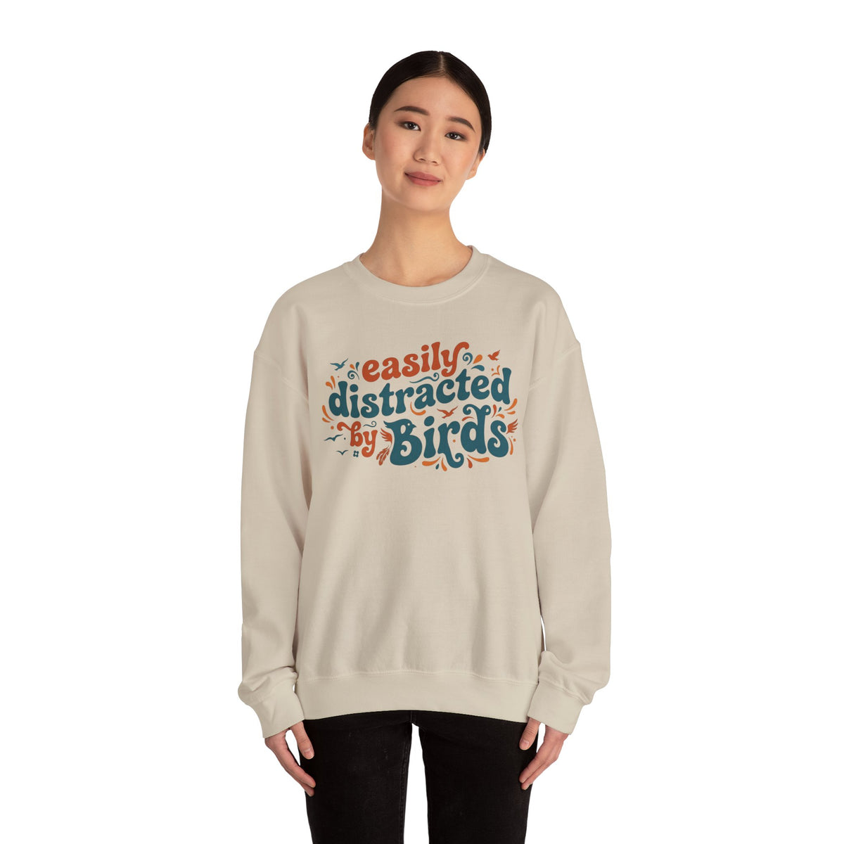 "Easily Distracted by Birds" Crewneck Sweatshirt Birdwatcher Pullover