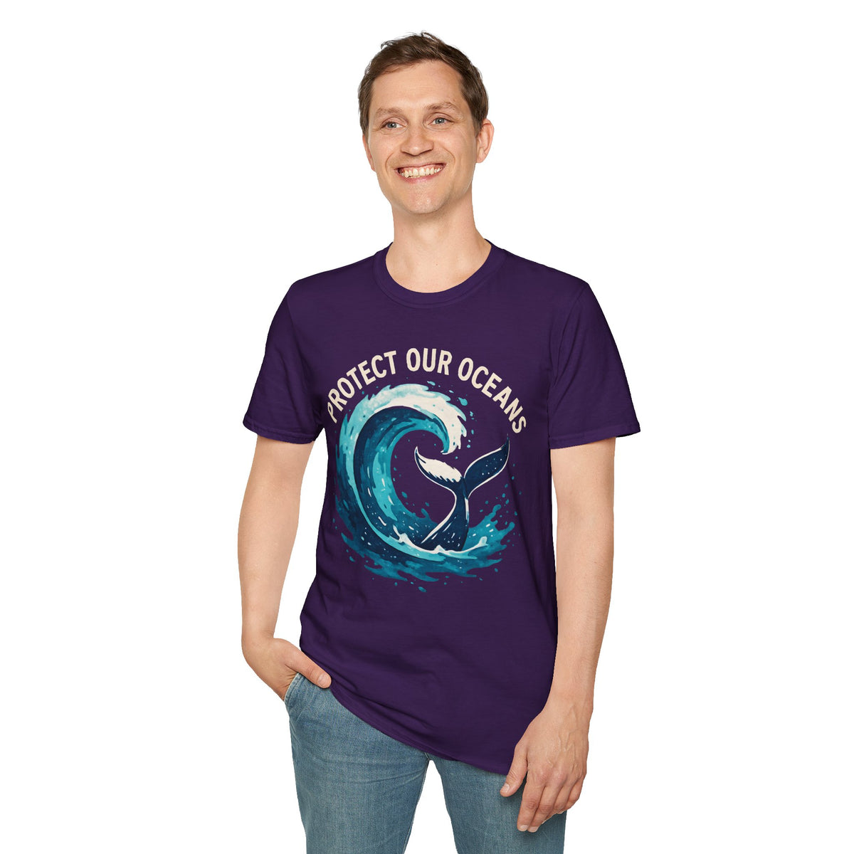 "Protect Our Oceans" Wave Whale Conservation T-Shirt
