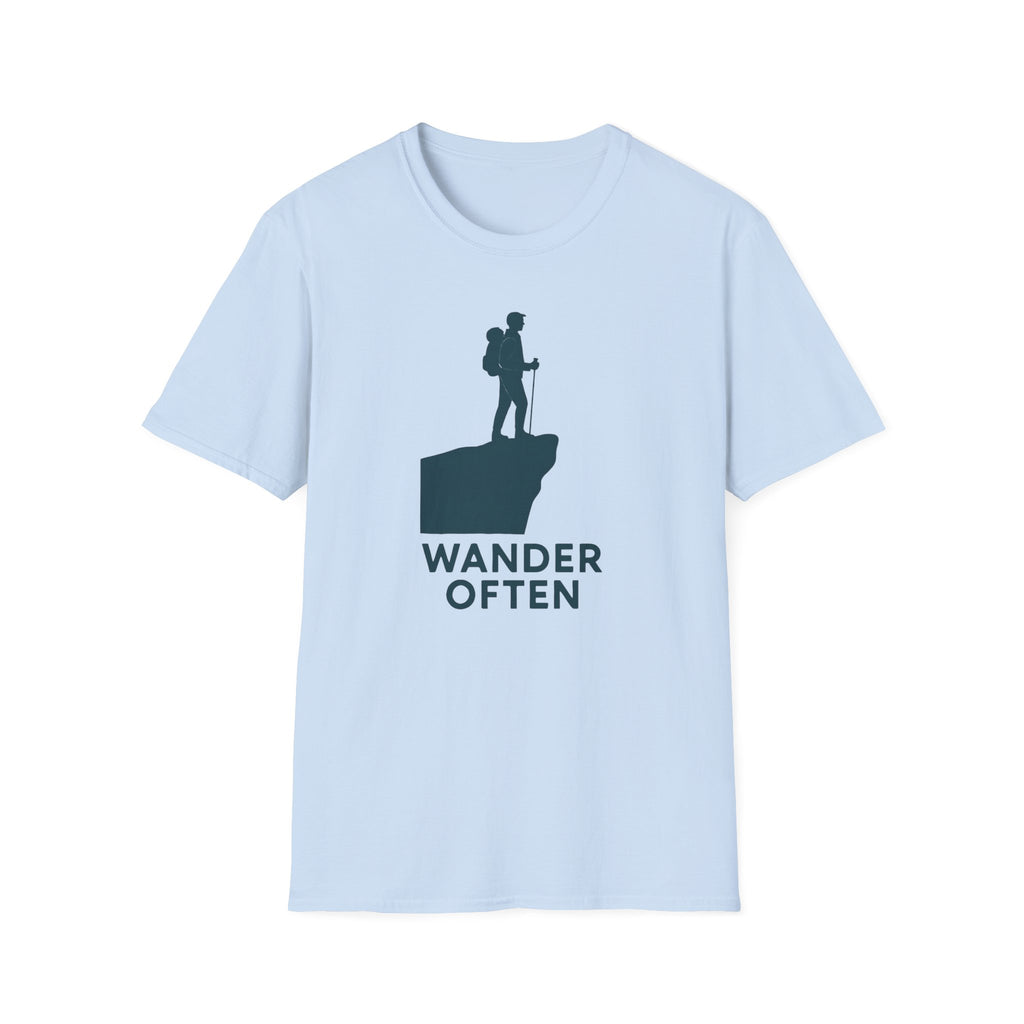 "Wander Often" Hiker on Cliff T-Shirt