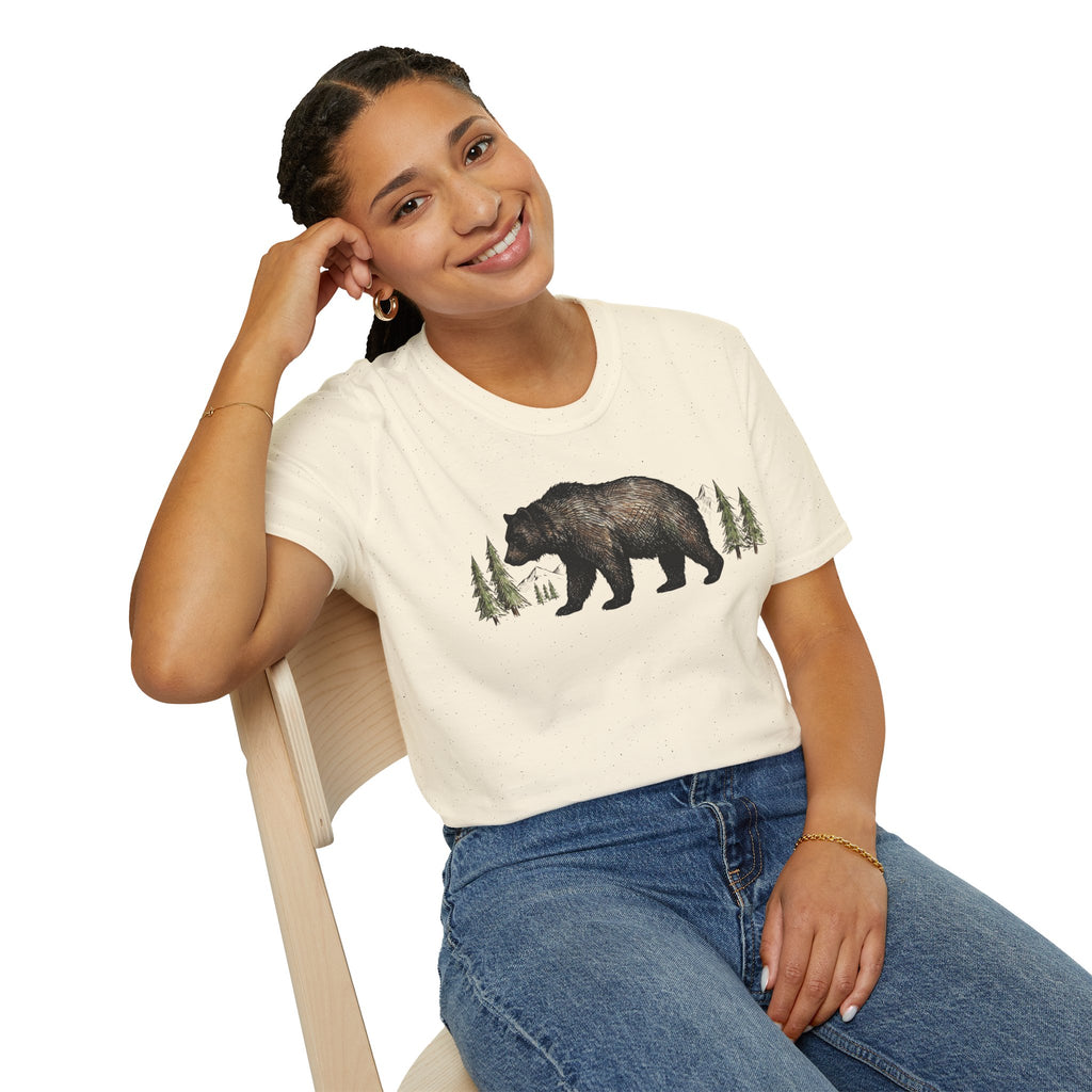Bear & Forest T‑Shirt - Rustic Woodland Graphic Tee