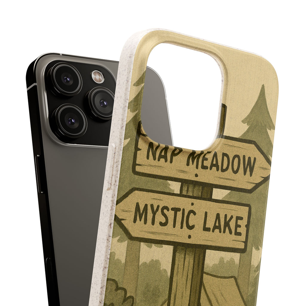 Biodegradable Phone Case — 'Nap Meadow' Mystic Lake Camping Design