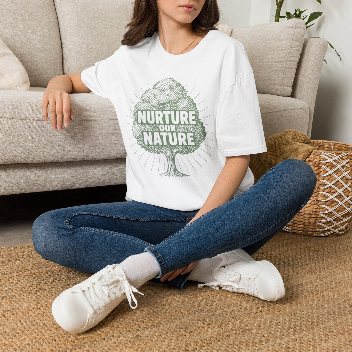 "Nurture Our Nature" Tree T-Shirt – Eco-Friendly Conservation Tee Shirt