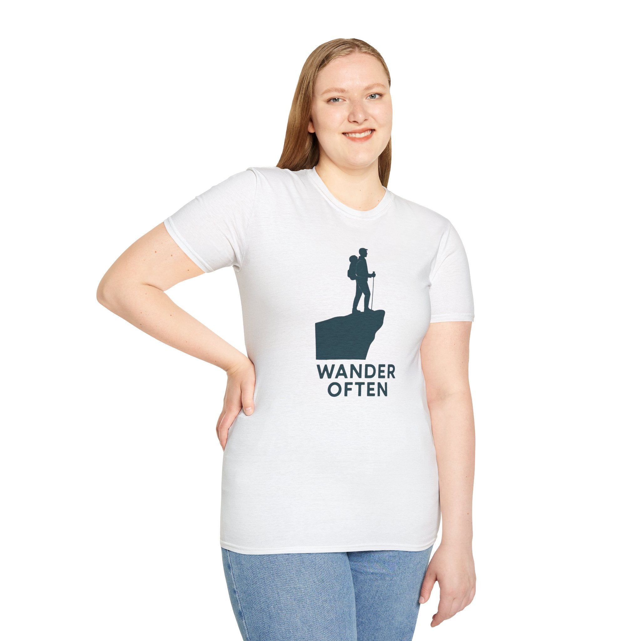 "Wander Often" Hiker on Cliff T-Shirt